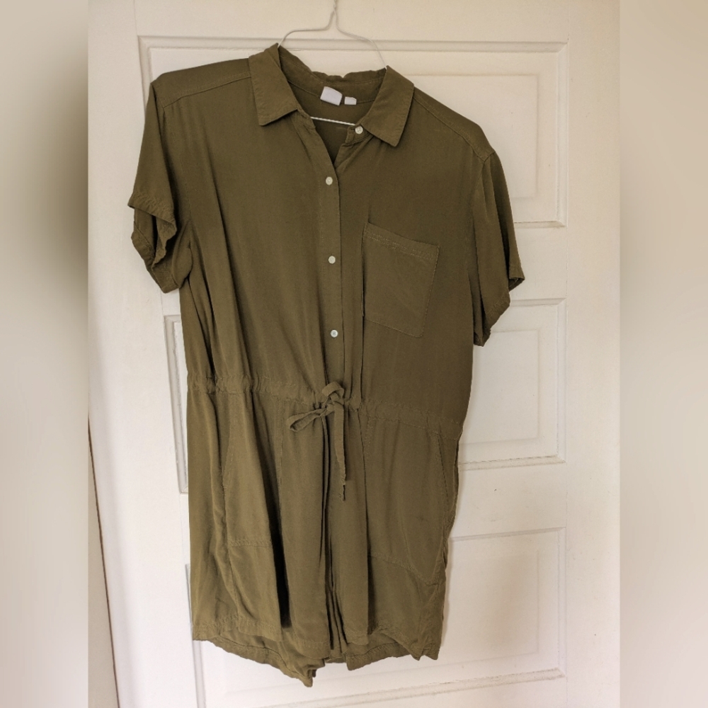 GAP Olive Green Button-Up Romper
